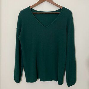 No Brand Peasant sleeve V-neck Sweater - Green S